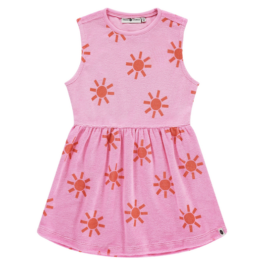 Pink tank dress with sun patterns