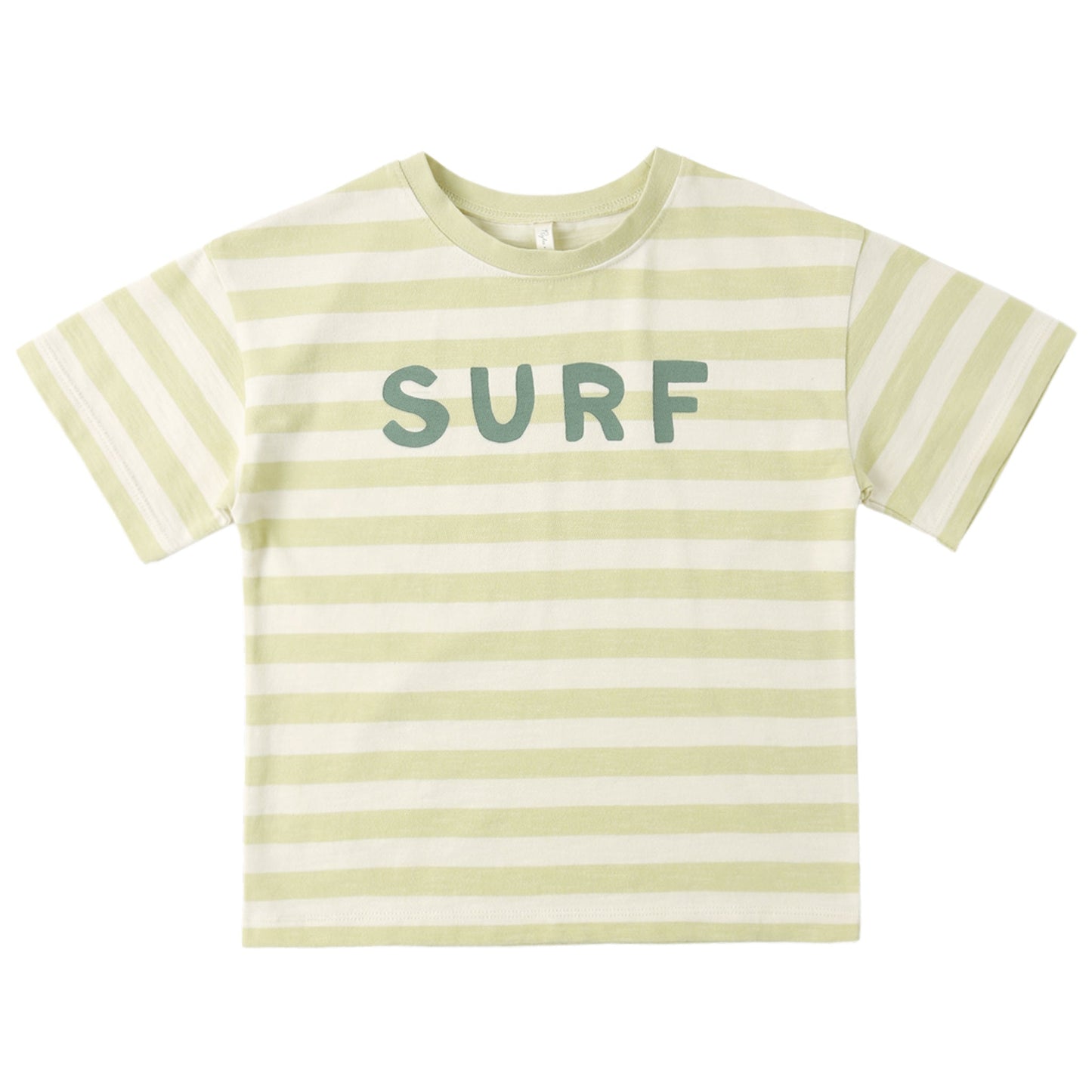 Citron striped t-shirt with 'SURF' text across the chest