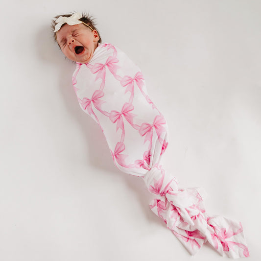 Bow My Gosh Bamboo Swaddle by Copper Pearl, Penelope colorway