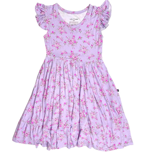 Pink floral on purple background