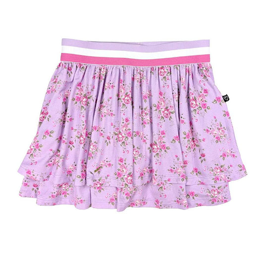 Rose pattern skirt with pink and purple colors