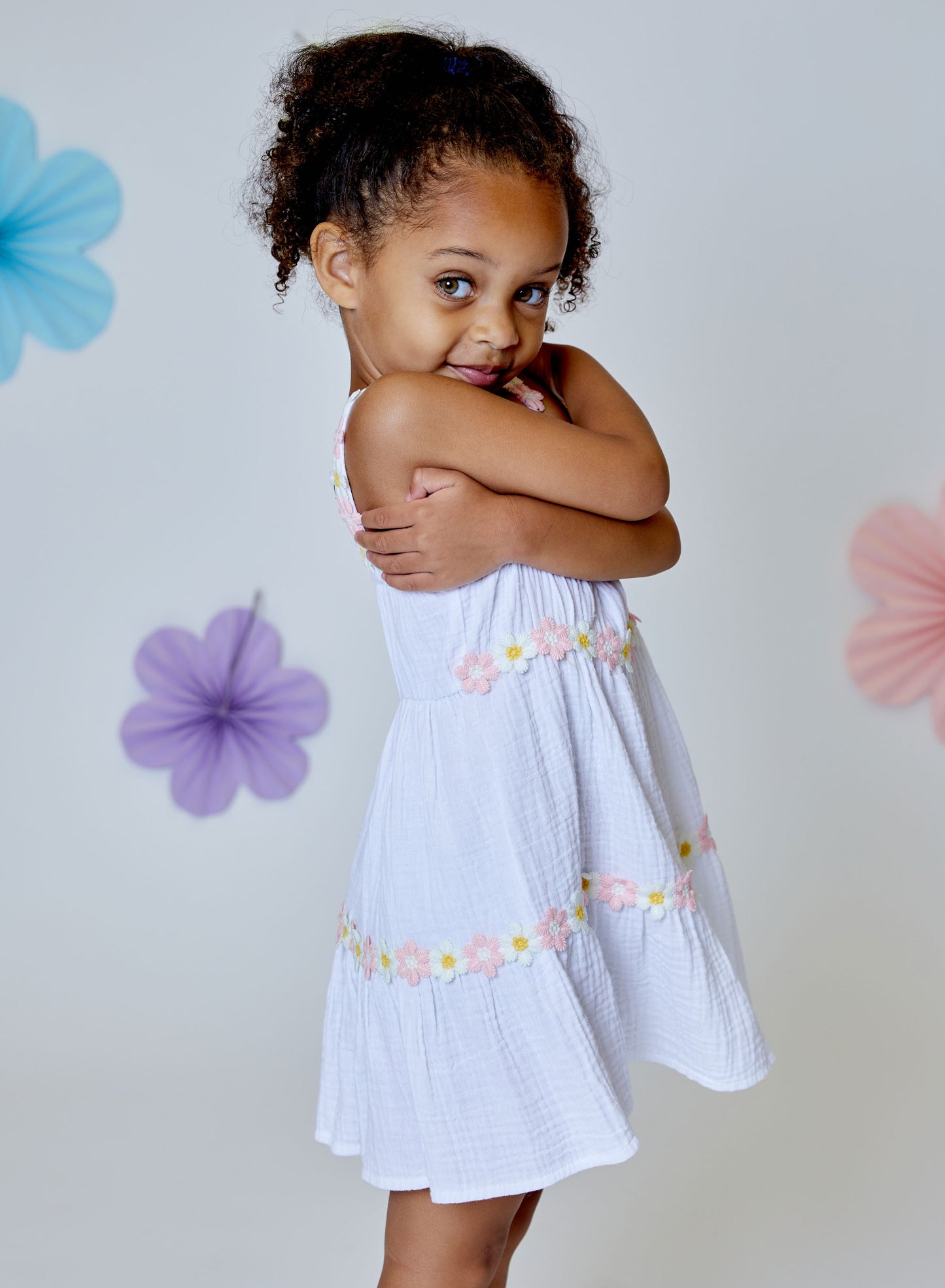 White Gauze Daisy Dress