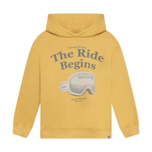 The Ride Begins Hoodie in Fall Leaf, front view