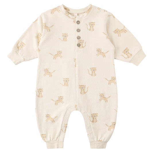 Baby Romper with tiger pattern and button closure