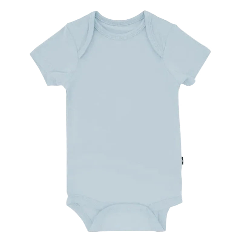 Light blue baby onesie on a white background