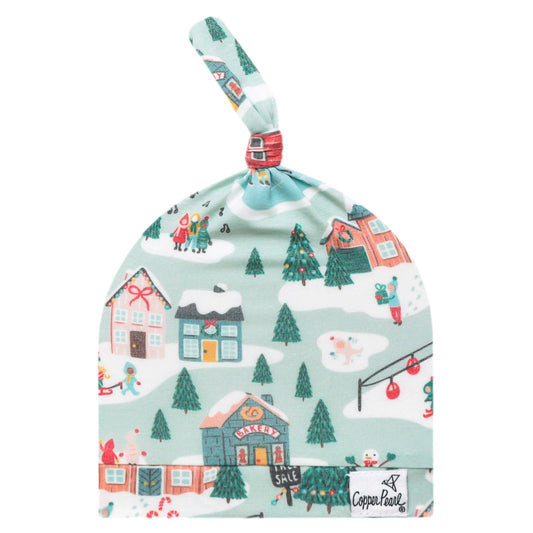 Snowy Slopes Top Knot Hat