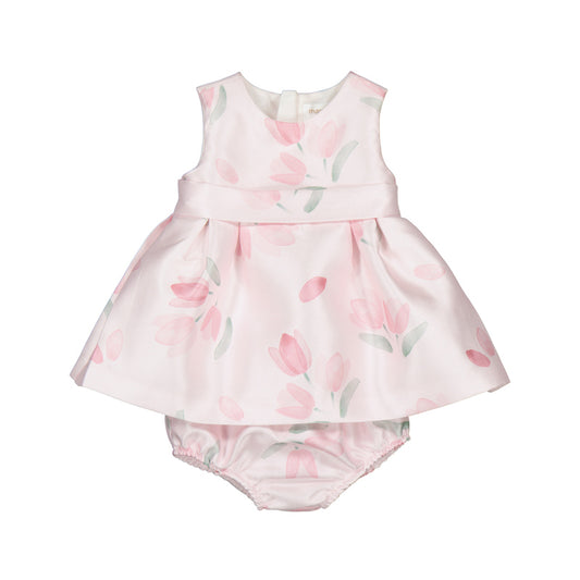 Baby dress with pink floral pattern