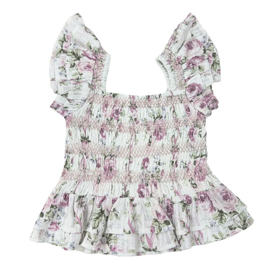 Floral baby romper on a white background