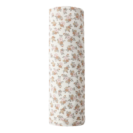 Floral-patterned baby swaddle blanket