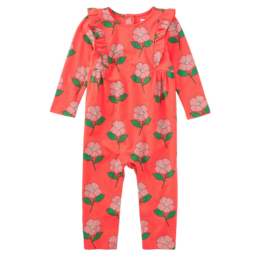 Floral patterned onesie on a white background