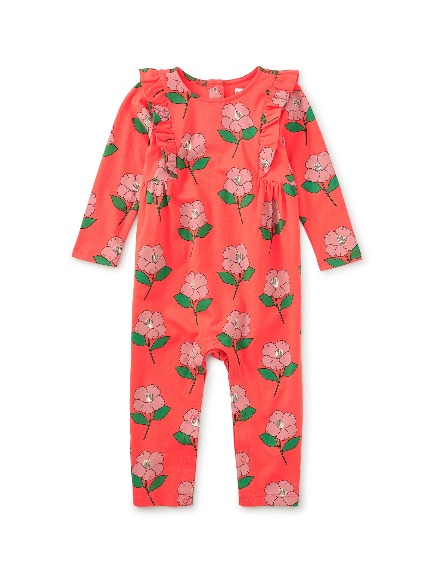 Floral patterned onesie on a white background