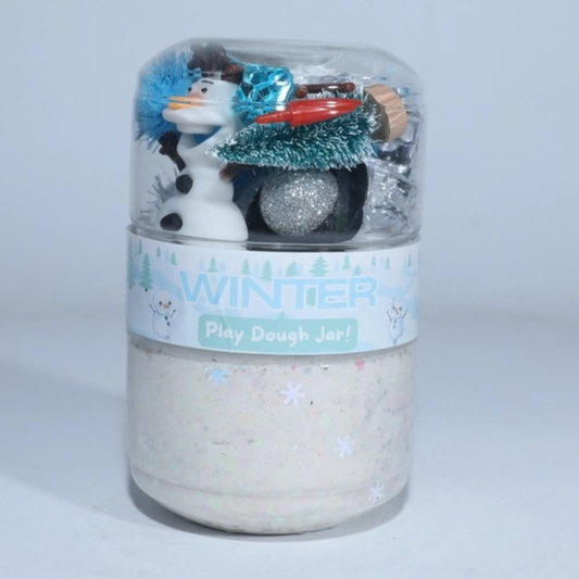 Winter Play Dough Jar with Snowman Accessories