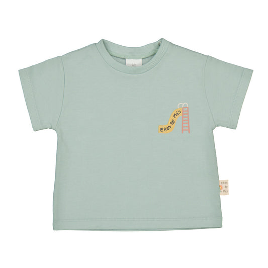 Light green t-shirt with a small design