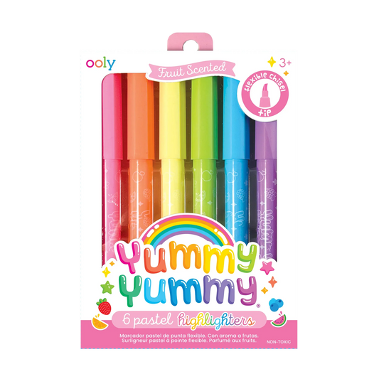 Pack of colorful pastel highlighters with 'ooly' branding