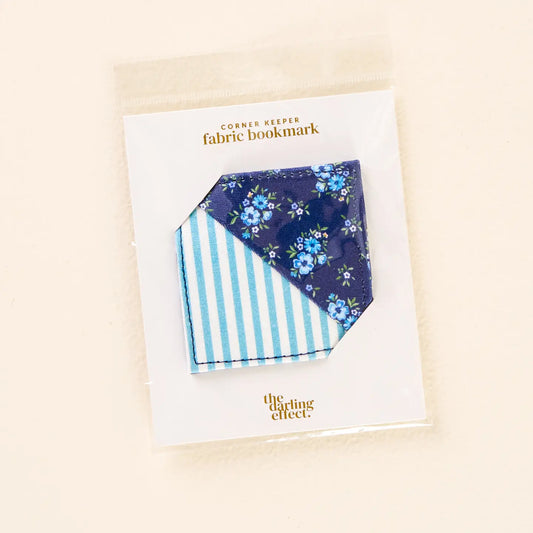 Navy Floral Fabric Corner Bookmark