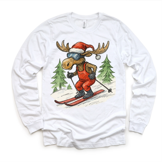 Vintage Moose Skiing Tee