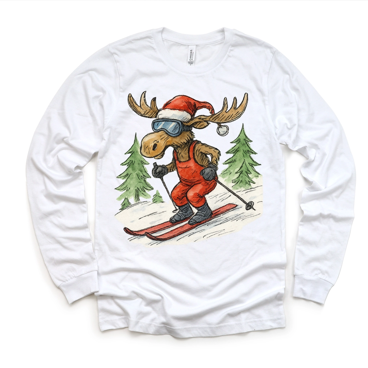 Vintage Moose Skiing Tee