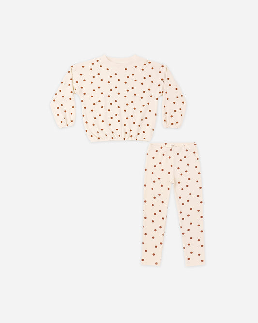 Rylee and Cru Ruby Dots Spongey Knit Set, a sweatshirt and legging set for girls