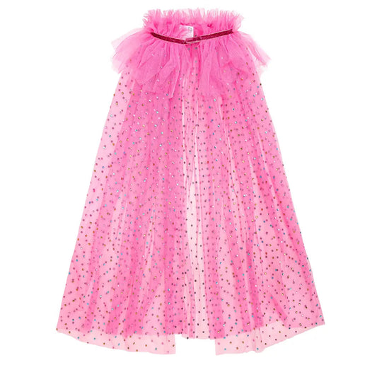 Pink tulle dress with a belt on a white background