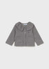 Grey Ribbed Collared Cardigan