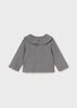 Grey Ribbed Collared Cardigan