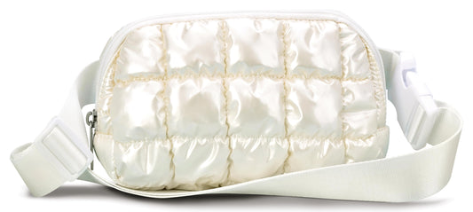 Pearl White Puffer Belt Bag