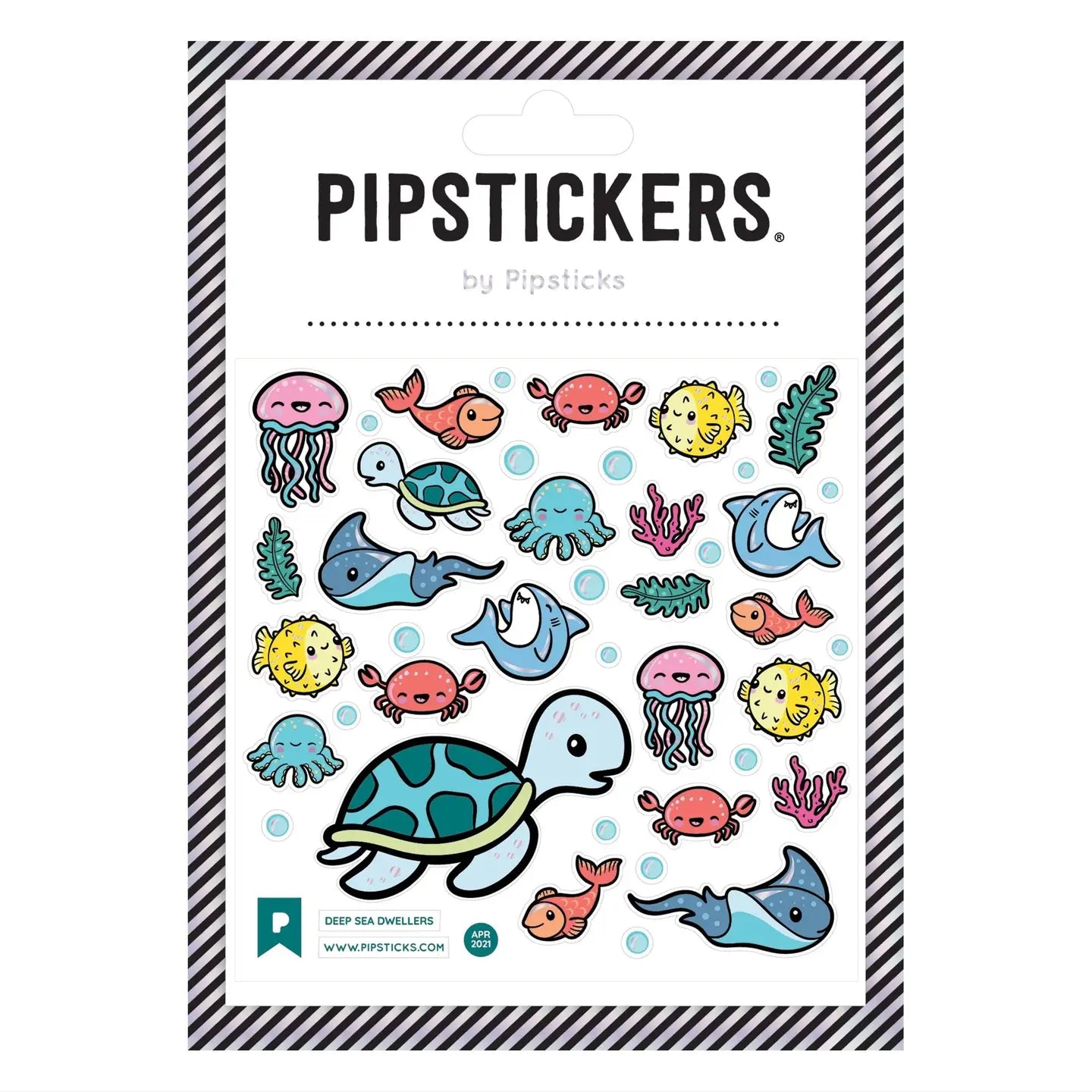 Packaging of Pipsticks stickers featuring various sea creatures on a white background.