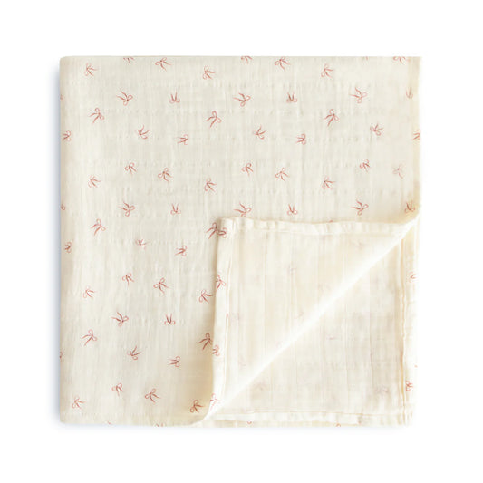 Pink Bows Organic Muslin Swaddle