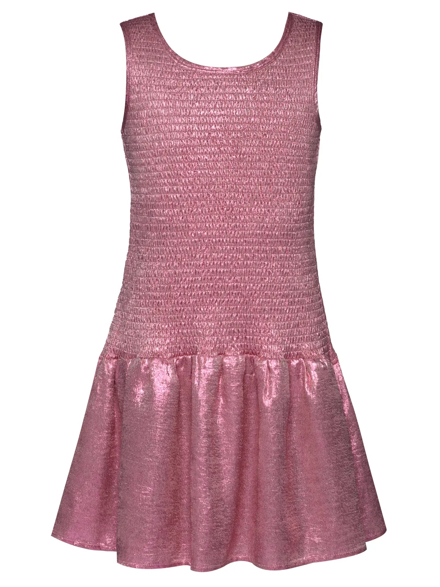 Pink Shimmer Shirred Dress