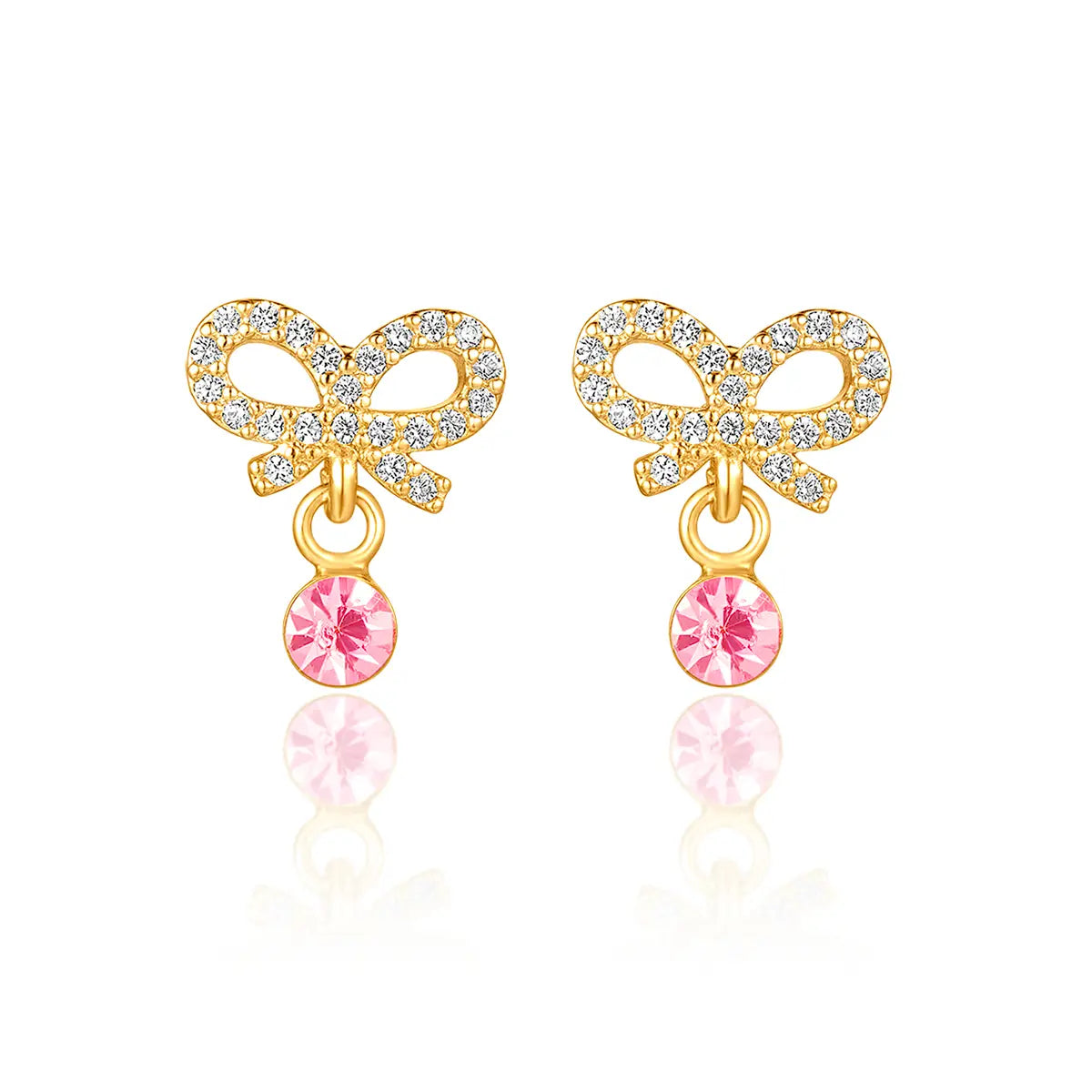 Crystal Bow CZ Dangle Earrings