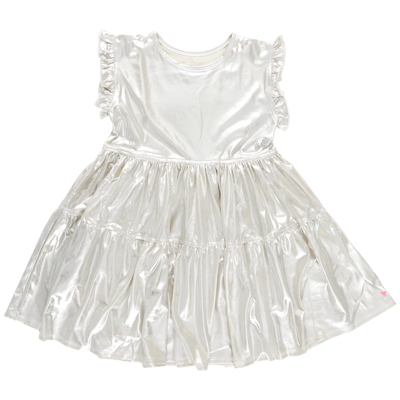 Champagne Lame Polly Dress 150 GIRLS APPAREL 2-8 Pink Chicken 2 