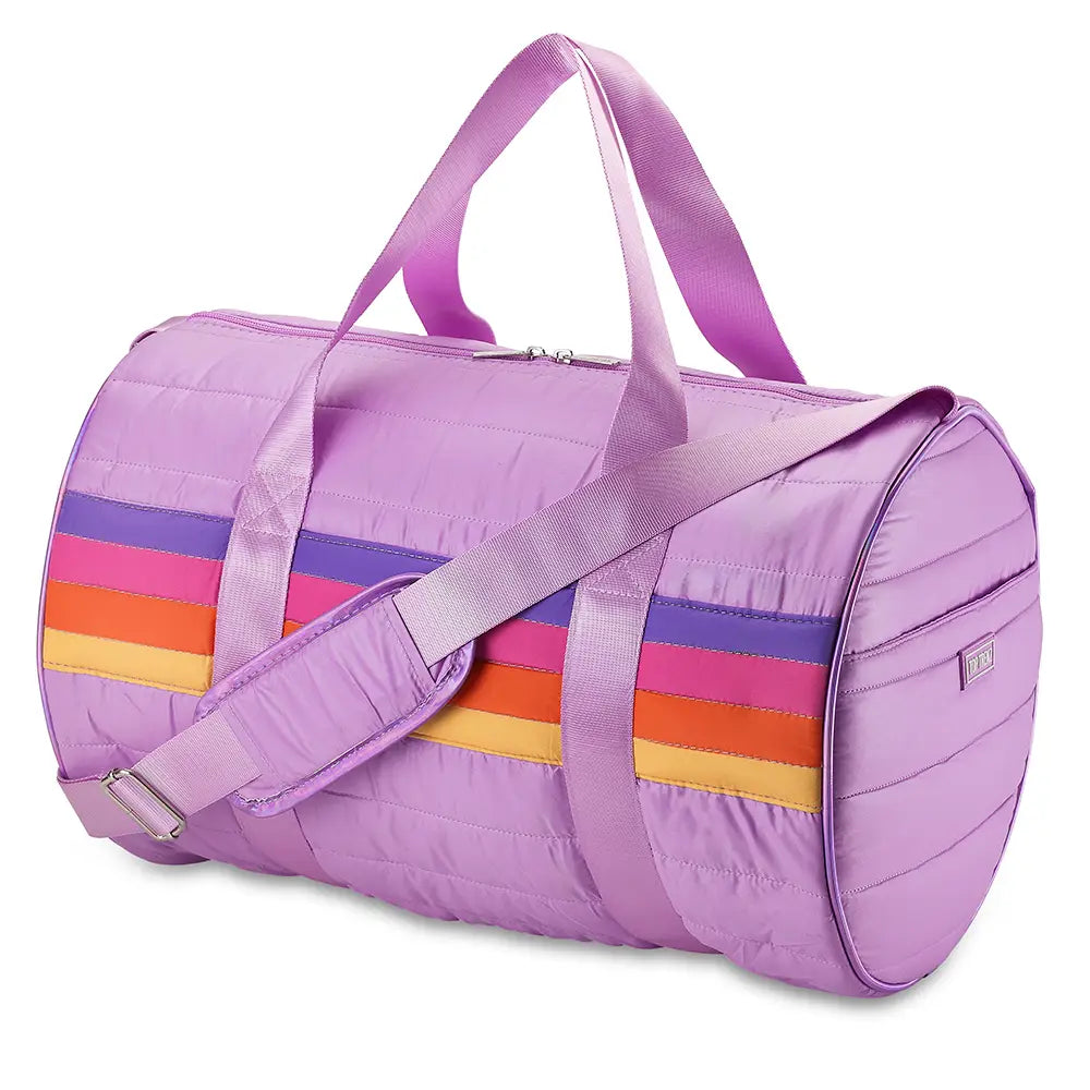 Purple Puffer Duffel Retro Stripe