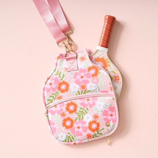 Pink Orange Floral Pickleball Paddle Case