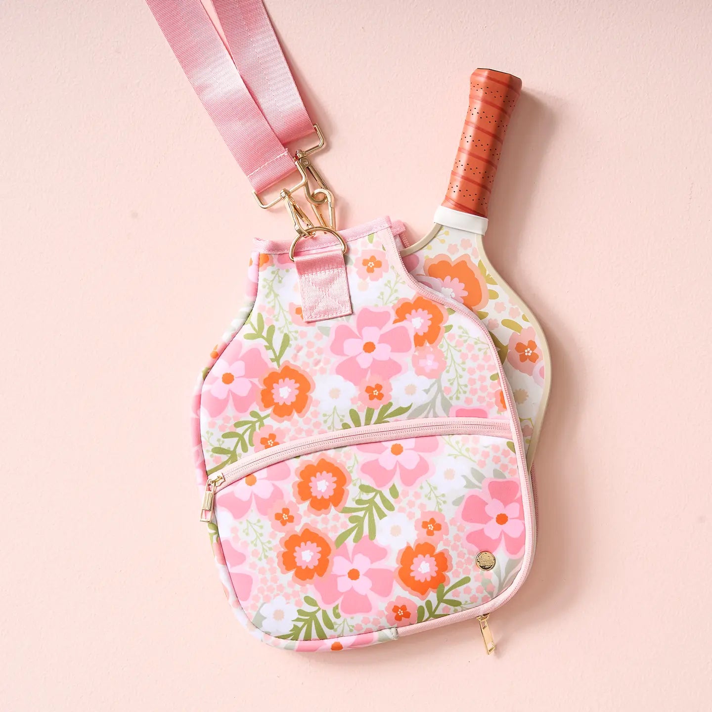 Pink Orange Floral Pickleball Paddle Case