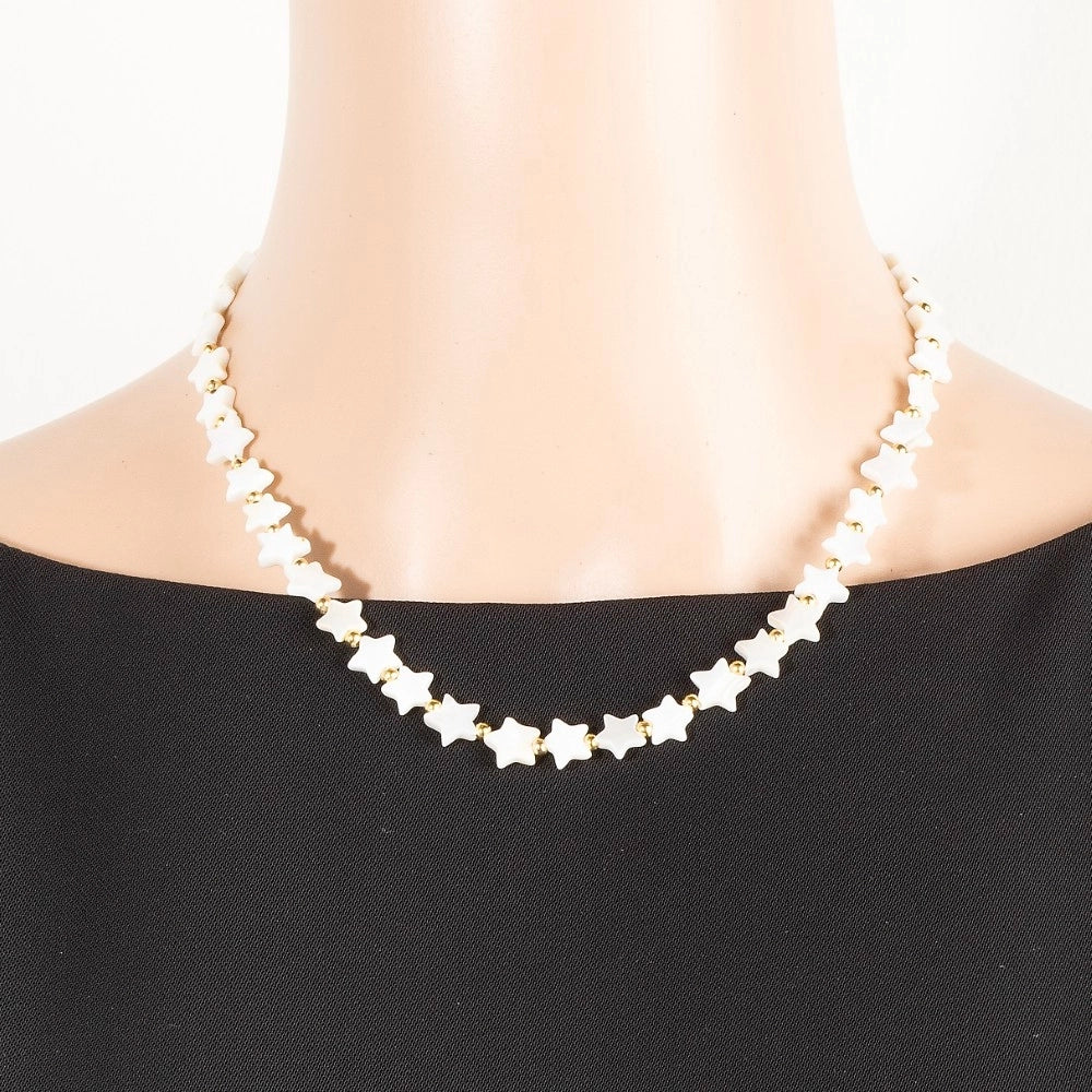 White Star Beaded Necklace