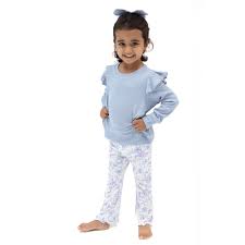 Blue Floral Flare Pant Set