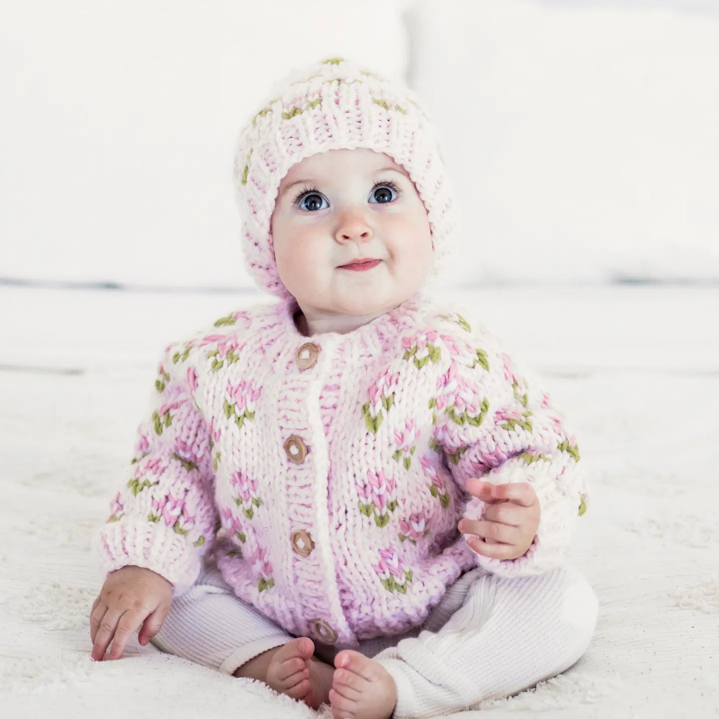 Pink Bitty Blooms Knit Cardigan