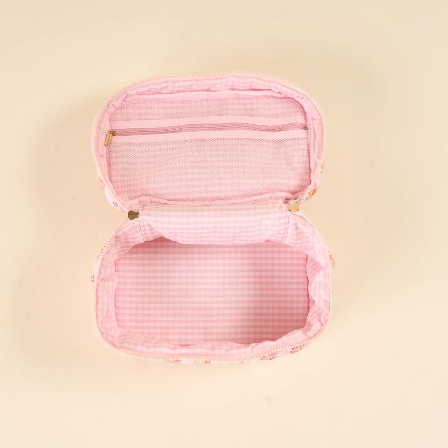 Parade Pink Quilted Cosmetic Bag