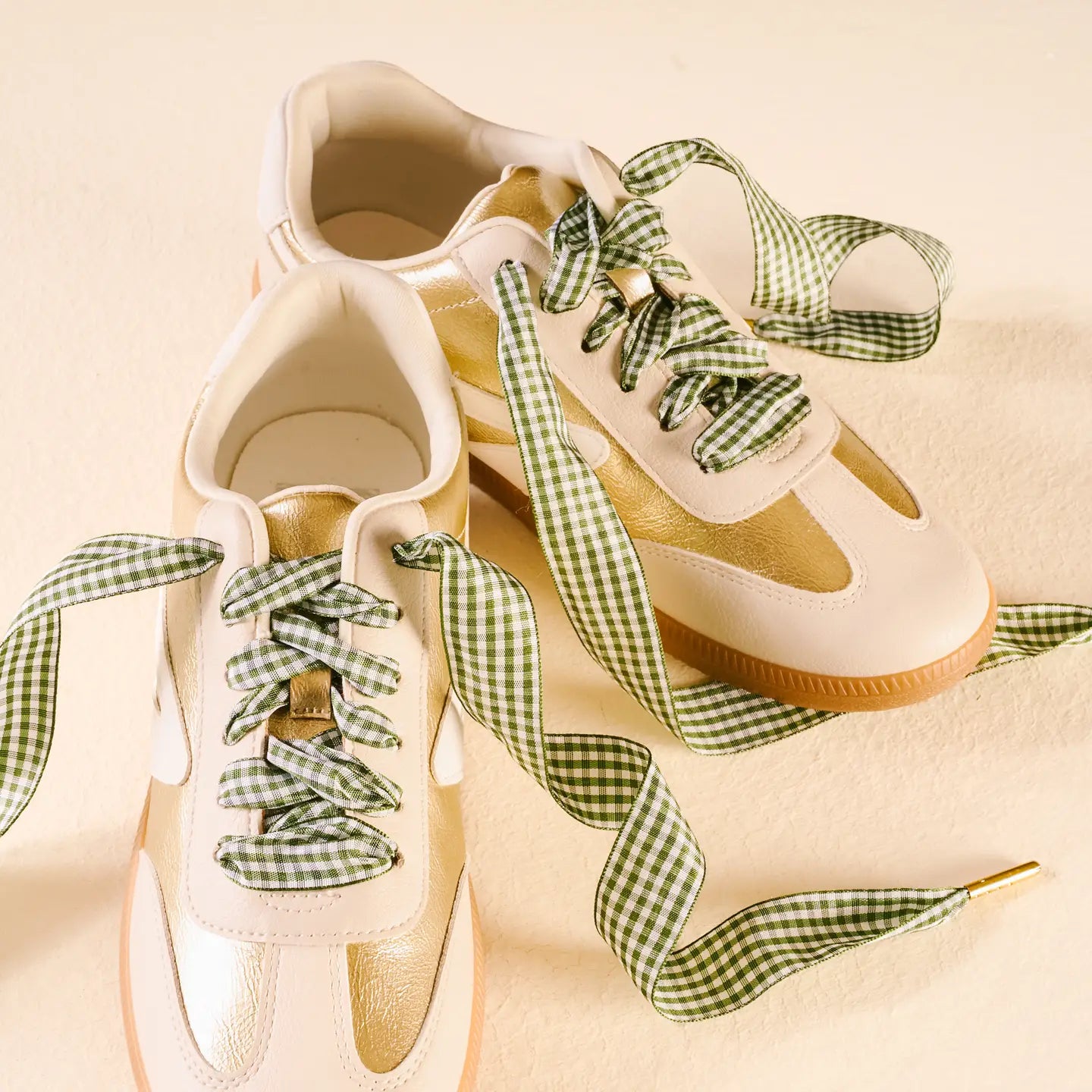 Green Gingham Shoelaces