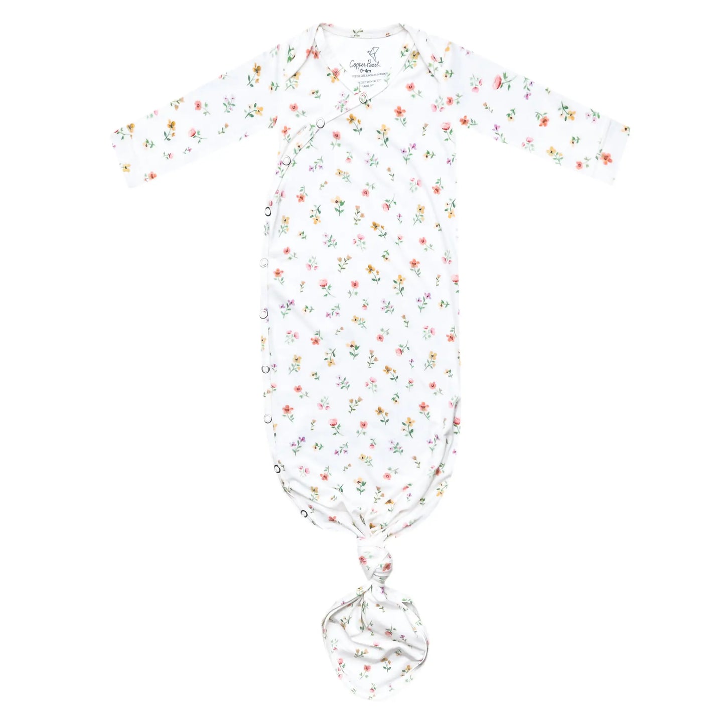 Floral-patterned baby swaddle on a white background