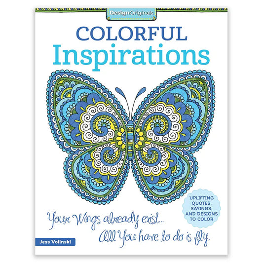 Colorful Inspirations coloring book with a butterfly design on the cover