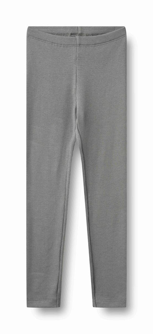 Flint gray ribbed leggings for girls on a white background