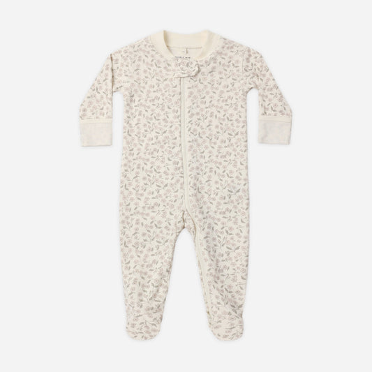 Baby wearing Quincy Mae Floret zip footie sleeper