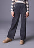 Navy Velour Rib Wide Leg Pants