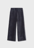 Navy Velour Rib Wide Leg Pants