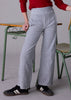 Silver Ribbed Wide Leg Pants