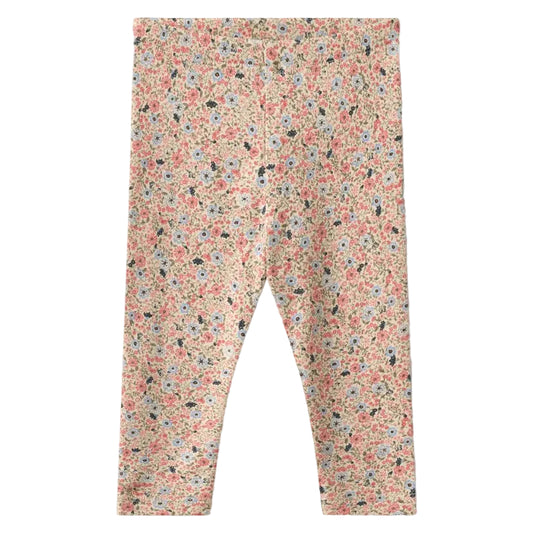 Grey cloud floral leggings for baby on a white background