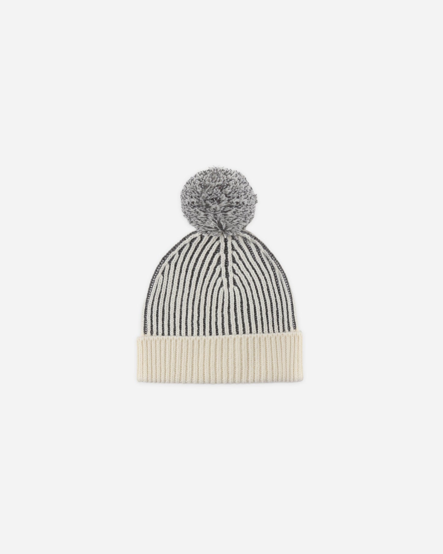 Baby wearing Quincy Mae Midnight Stripe beanie