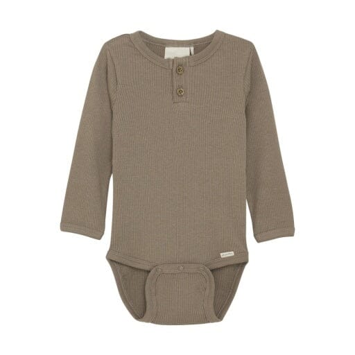 MINYMO MEN Baby Boys Onesies Taupe Henley Bodysuit Baby Boys Onesies MINYMO