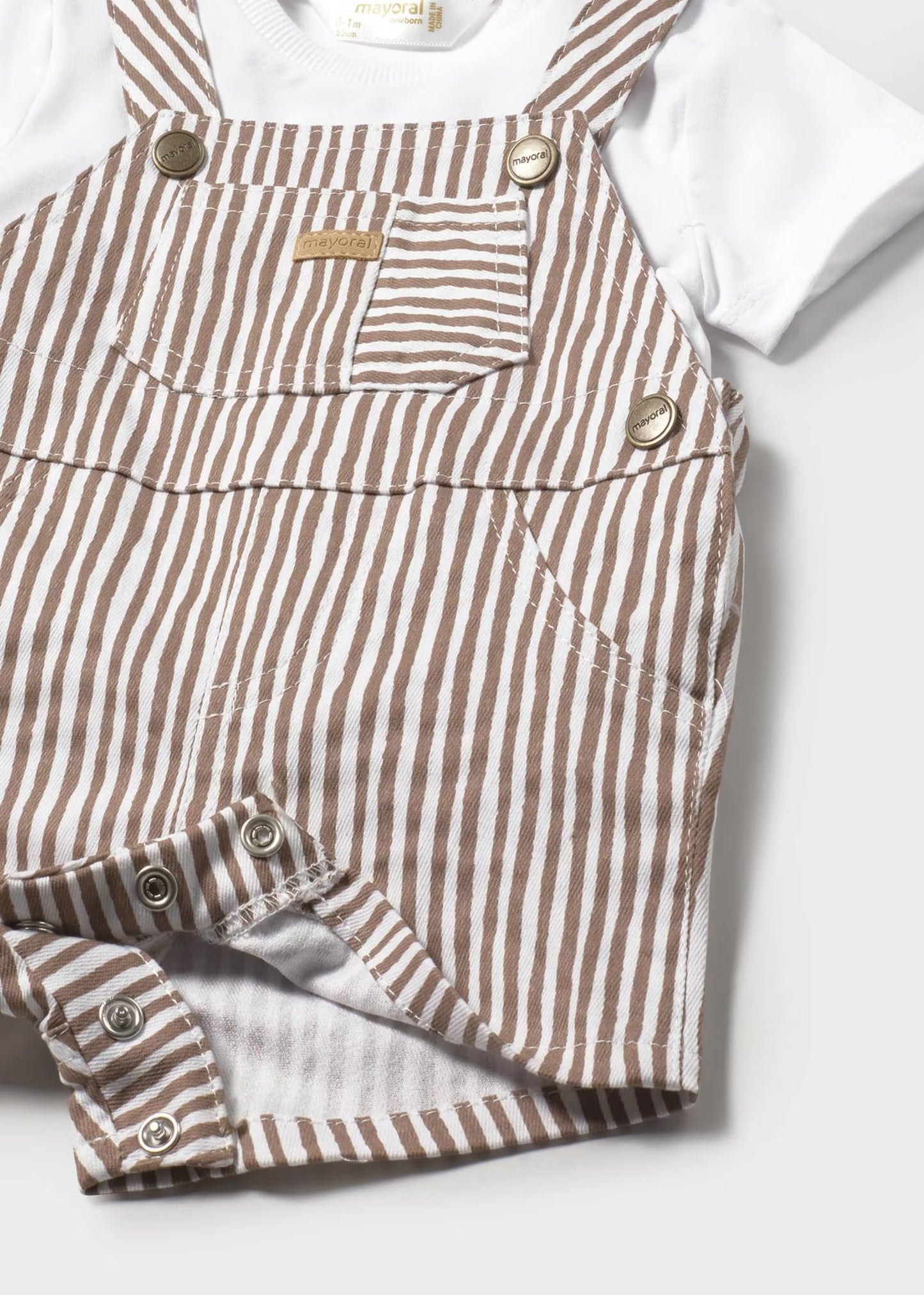 Brown Stripe Overall Set